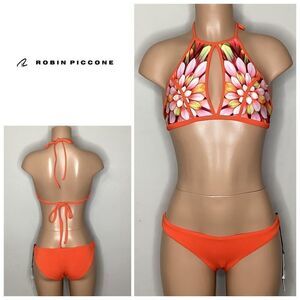 New. Robin Piccone orange floral bikini. XS. Retails $198
